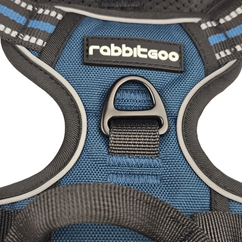 rabbitgoo Dog Harness Medium Blue No Pull Reflective Adjustable NEW